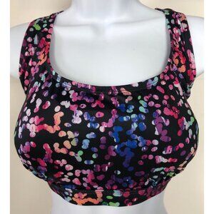 Swim 365 Sports Bra Bikini Top Size 22 Multicolor Circles Padded Racerback New